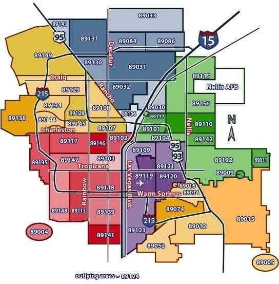 Las Vegas քարտը zip կոդերով