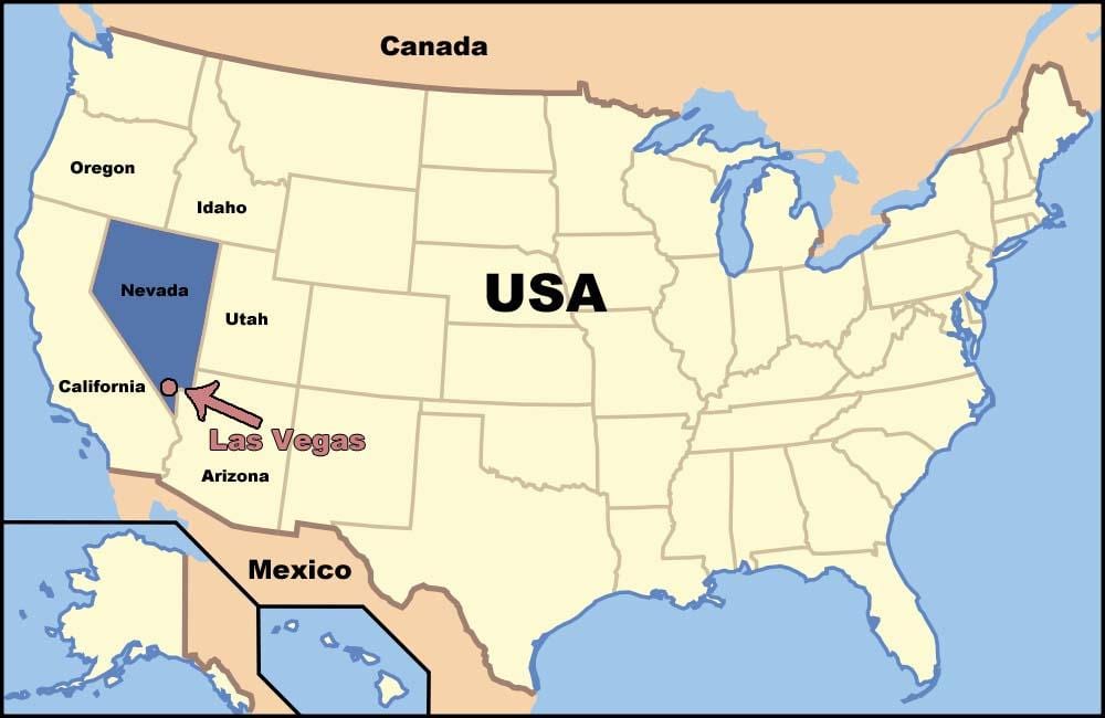 Las Vegas քարտեզի վրա ԱՄՆ-ի